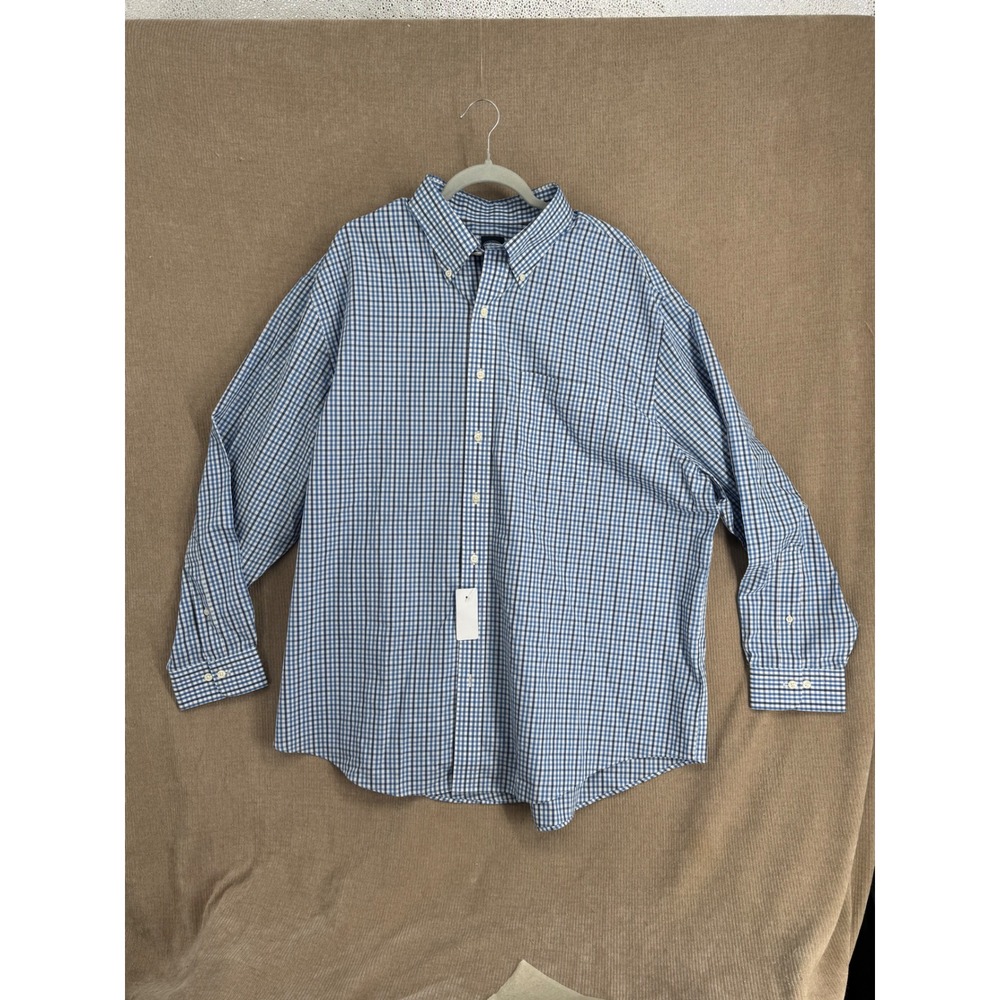 Brooks Brothers Mens 2XL Non-Iron Gingham Button Down Shirt Blue White 100220583